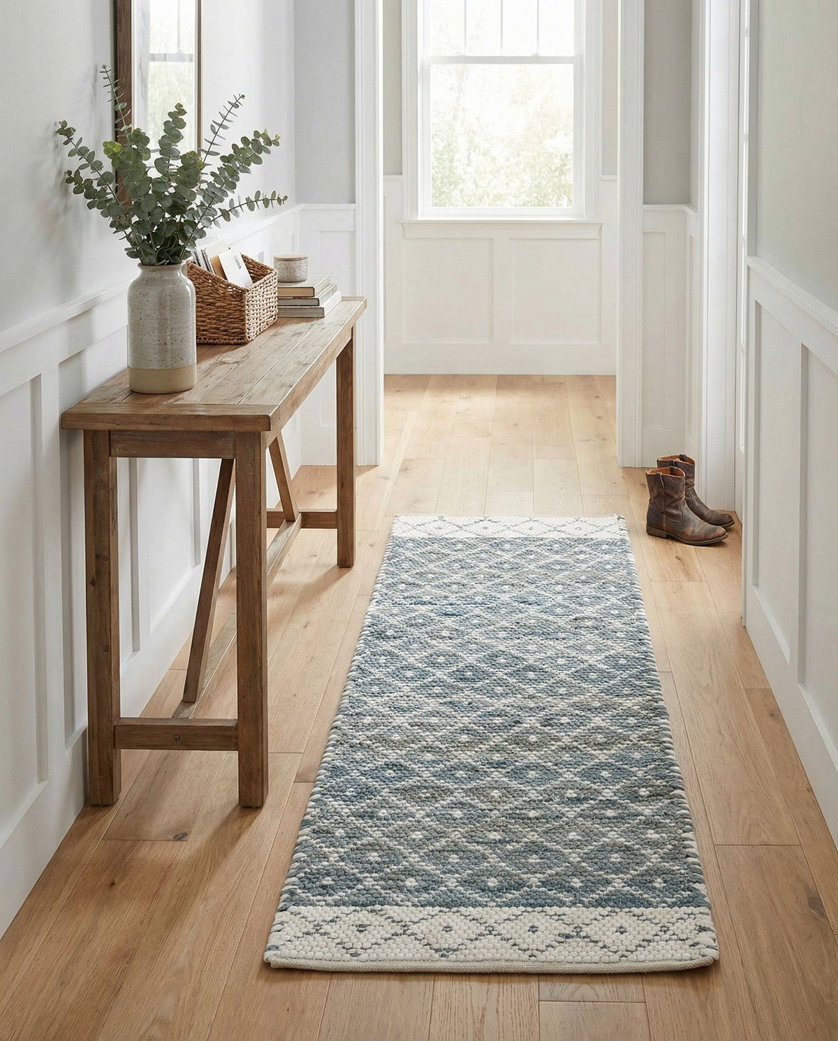 Tulum Trellis Collection Area Rug - Shoreline Runner Gray  lifestyle 151