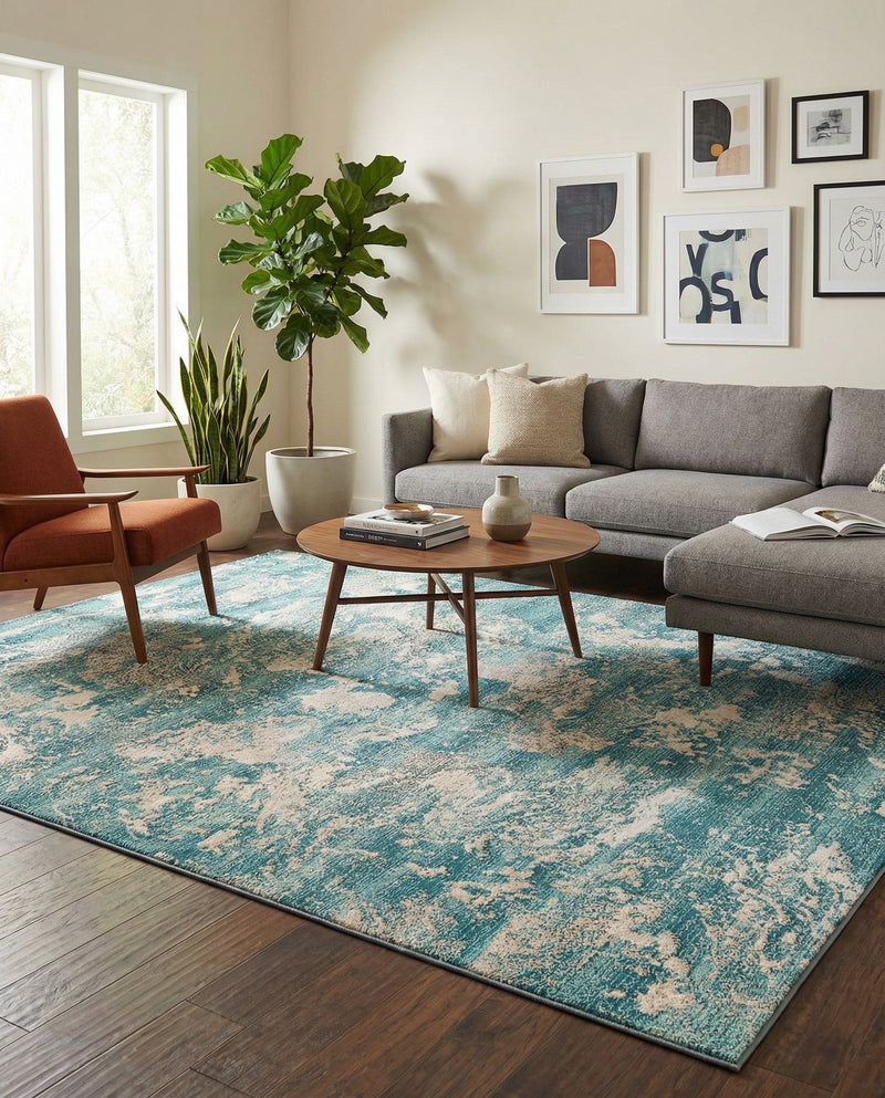 Urban Terrace Collection Area Rug -  Gazebo Rectangle Aqua Blue  lifestyle 26