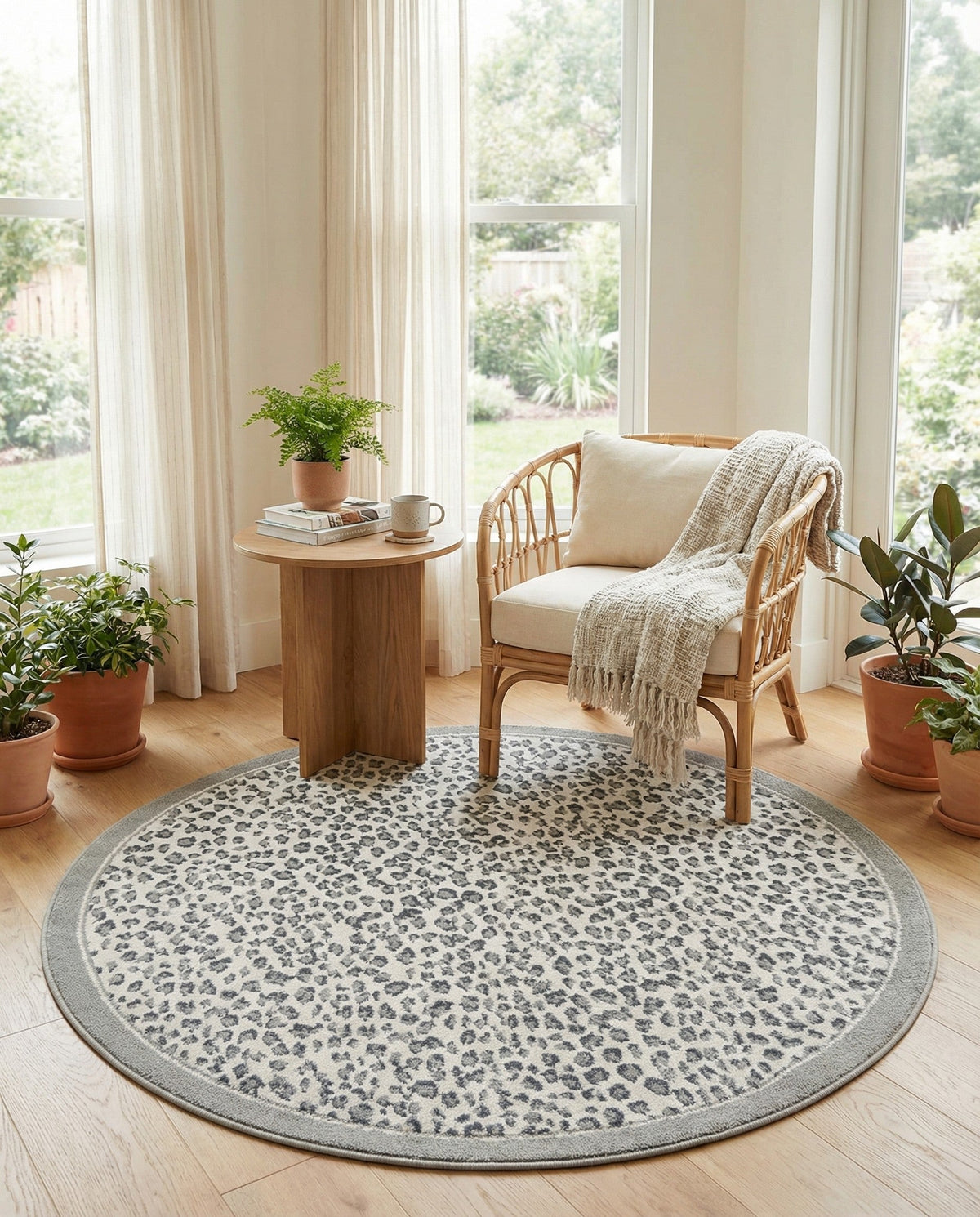 Savannah Sojourn Collection Area Rug - Serengeti Round Gray  lifestyle 159