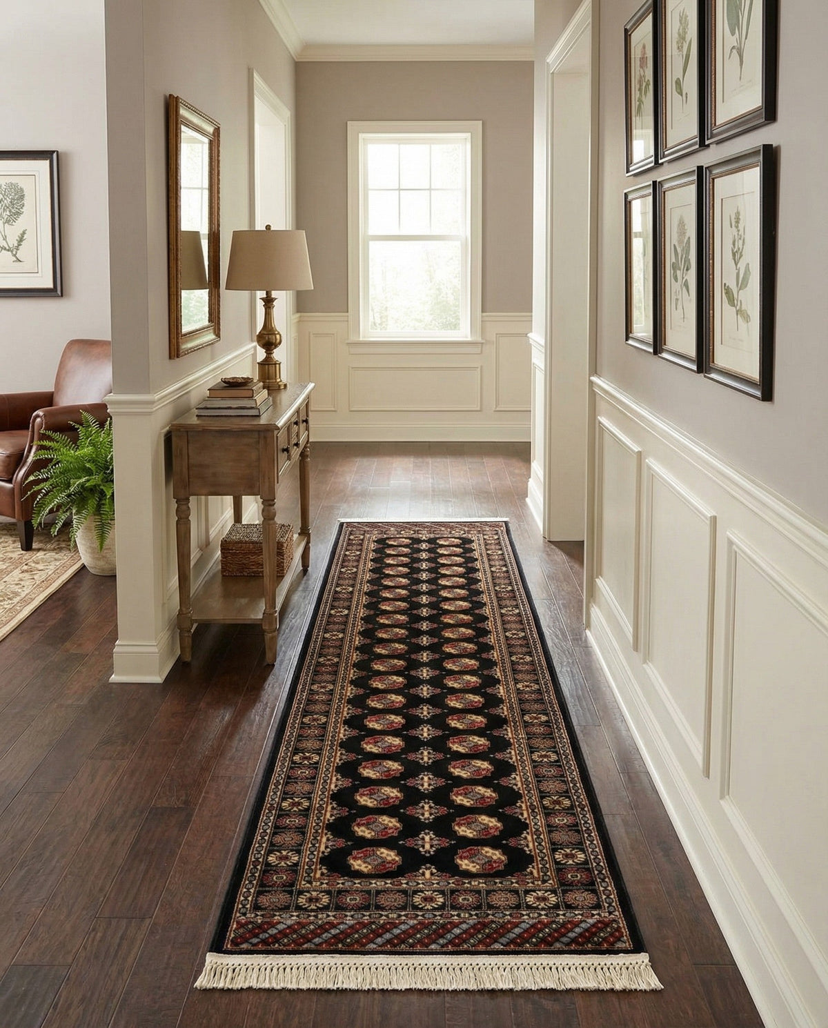 Samarkand Elegance Collection Area Rug -  Margilan (Black) Runner Black  lifestyle 83