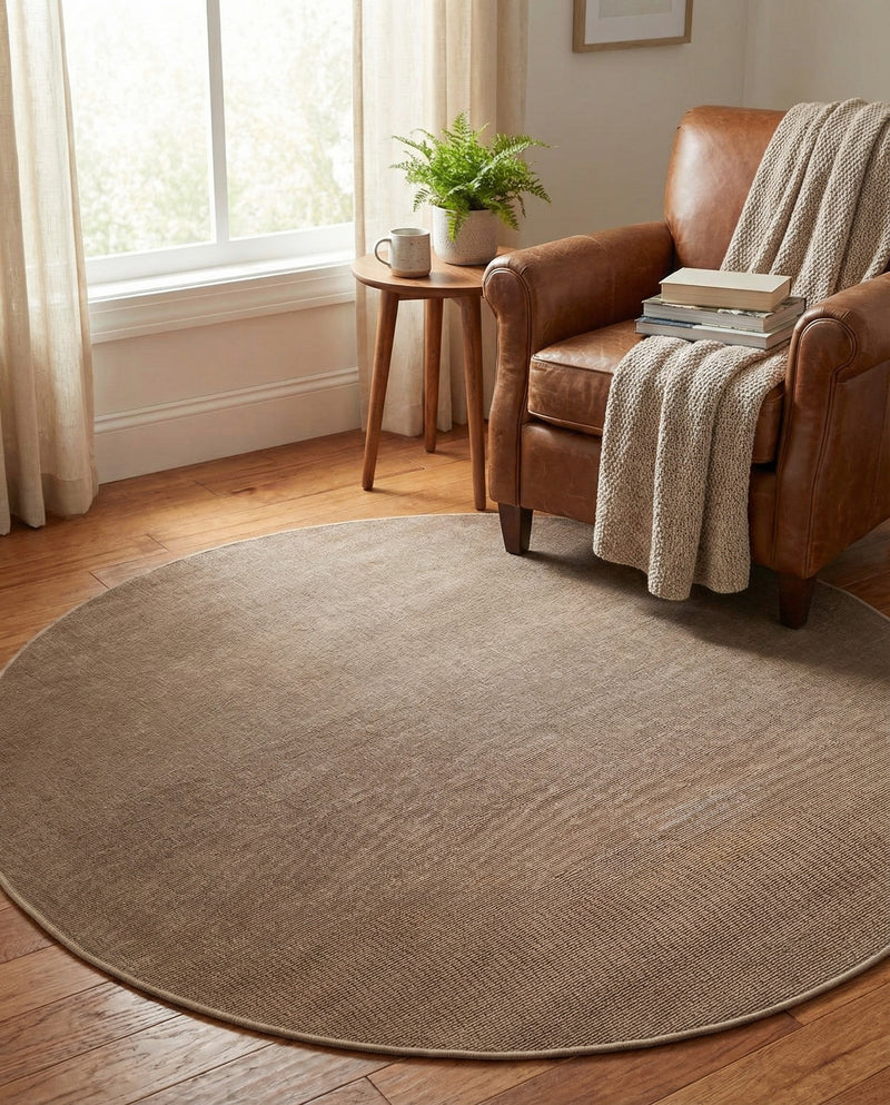 Soho Elegance Collection Area Rug - Chelsea (Light Brown) Round Light Brown  lifestyle 46