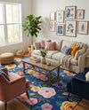 Meadow Breeze Collection Area Rug -  Petal Rectangle Blue  lifestyle 33