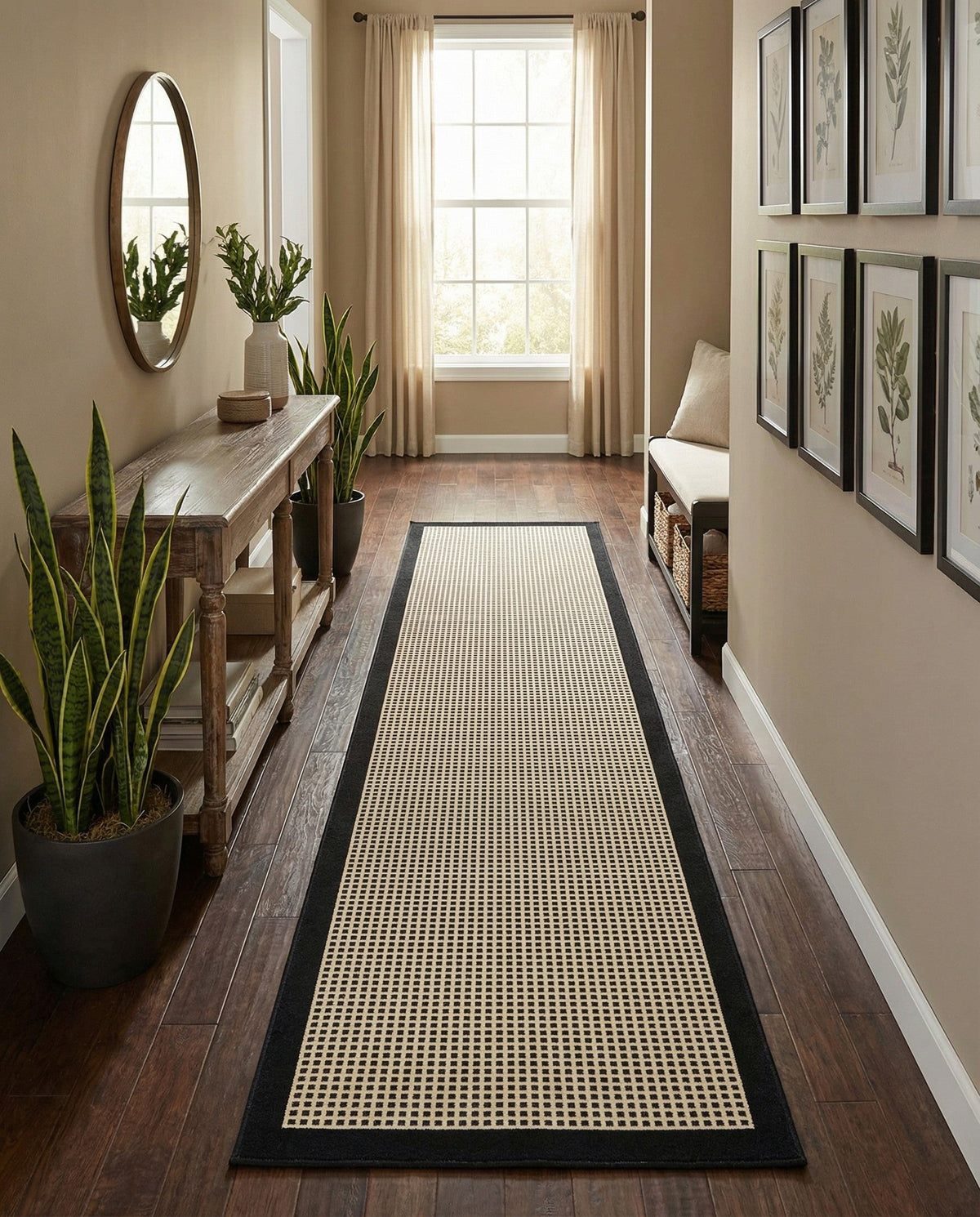Terrace Fringe Collection Area Rug - Oceanside Runner Black  lifestyle 67