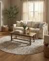 Seville Stripes Collection Area Rug -  Granada (Gray) Round Gray  lifestyle 78
