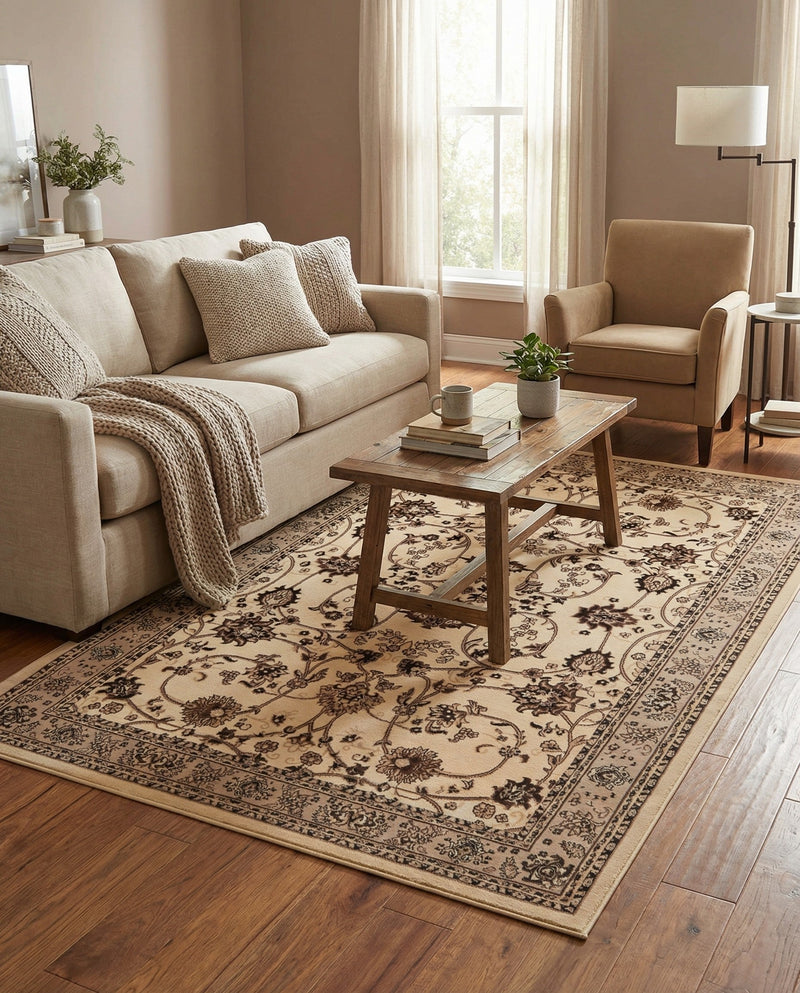 Isfahan Elegance Collection Area Rug - Naghsh-e Jahan (Ivory) Rectangle Ivory  lifestyle 33