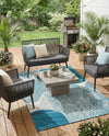Urban Terrace Collection Area Rug -  Courtyard Rectangle Blue and Ivory  lifestyle 11