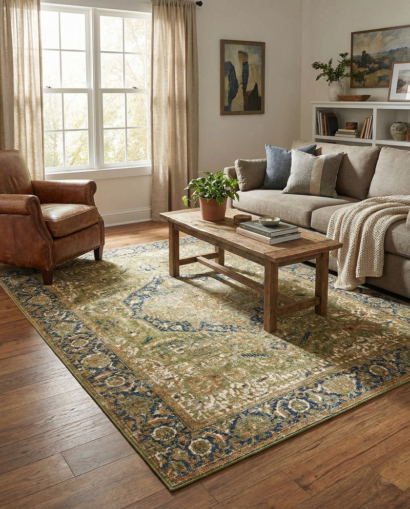 Patio Heritage Collection Area Rug -  Haven Rectangle Green  lifestyle 38