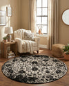 Cascade Range Collection Area Rug -  Shasta (Black and White) Round Black and White  lifestyle 45