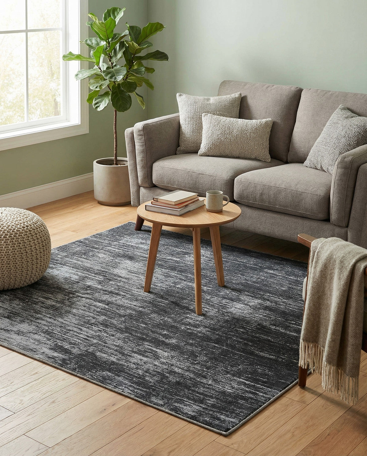Sahara Essence Collection Area Rug - Oasis (Black) Square Black  lifestyle 90