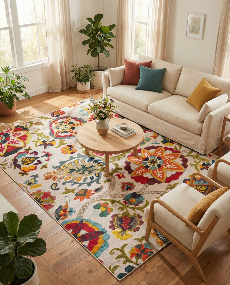 Outdoor Marrakesh Collection Area Rug - Fes Rectangle Multi Beige  lifestyle 36