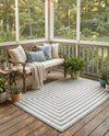 Sustainable Strands Indoor-Outdoor Oasis Collection Area Rug - Harborview Rectangle Gray and White  lifestyle 38