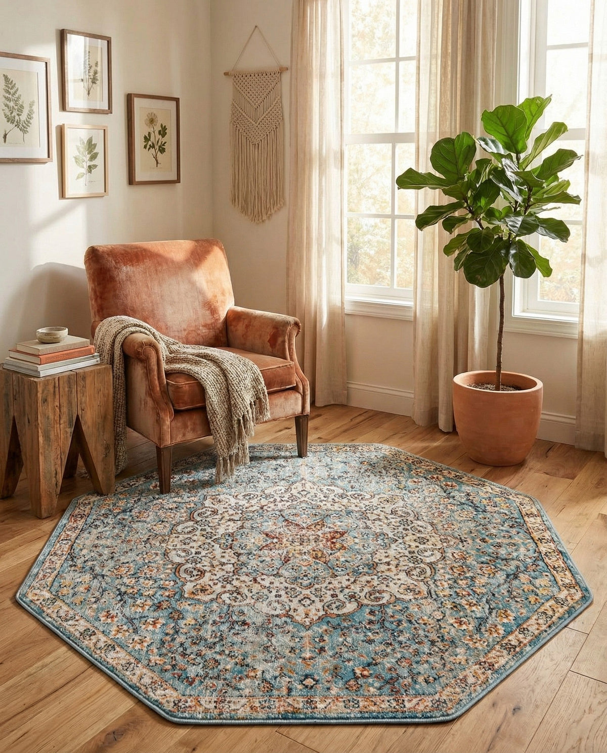 Coastal Haven Collection Area Rug - Seabreeze (Multi) Octagon Multi  lifestyle 107