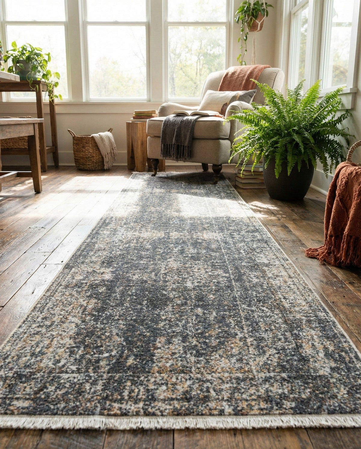 Caribbean Breeze Collection Area Rug -  Utila Runner Fume Gray  lifestyle 81