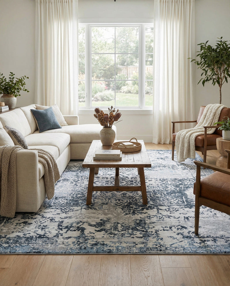 Aegean Elegance Washables Collection Area Rug -  Serifos Rectangle Navy Blue  lifestyle 14