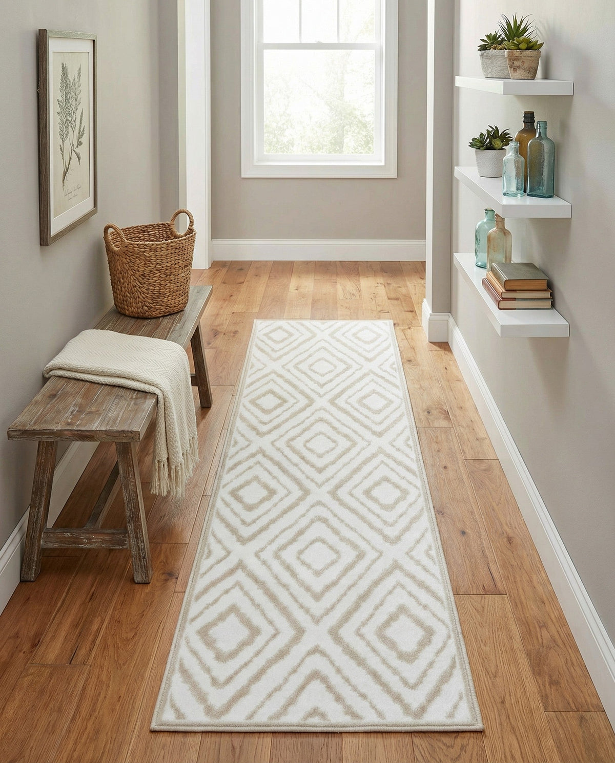 Sanctuary Retreat Collection Area Rug -  Oasis Runner Snow White  lifestyle 144