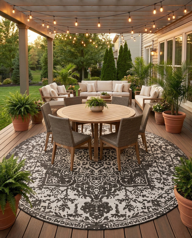 Urban Oasis Rugs Collection Area Rug -  Penthouse (Charcoal Gray) Round Charcoal Gray  lifestyle 78