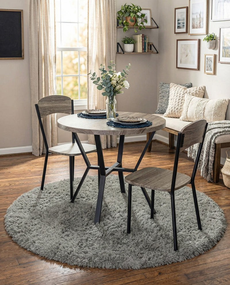 Eternal Plush Oasis Collection Area Rug -  Tranquility (Ash) Round Ash  lifestyle 33