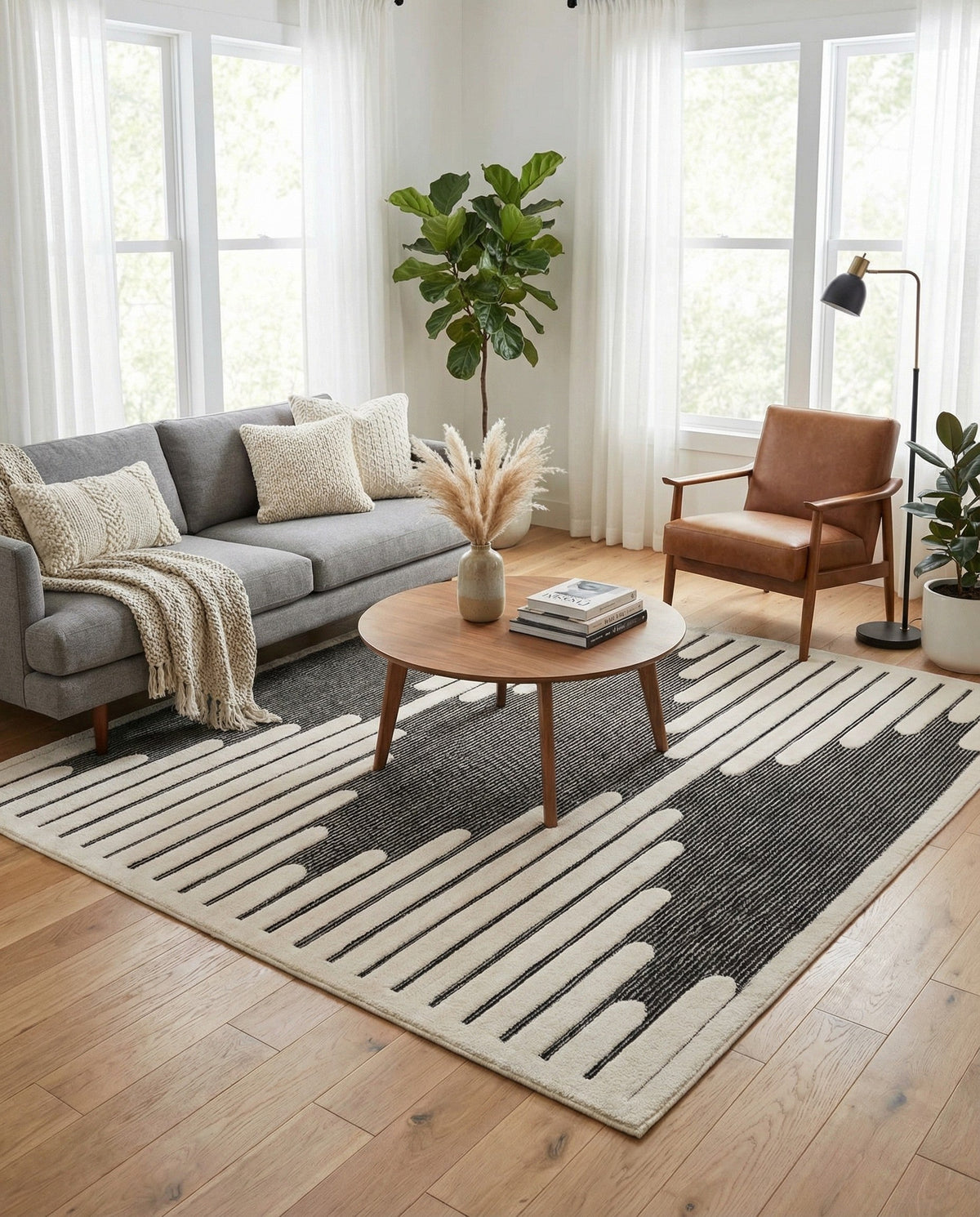 Monochrome Collection Area Rug -  Ash Square Gray  lifestyle 113