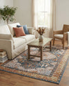 Patio Heritage Collection Area Rug -  Courtyard Rectangle Navy Blue and Light Pink  lifestyle 9