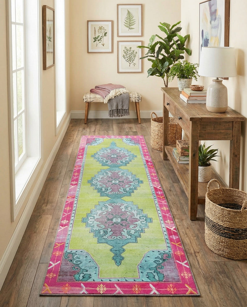 Heritage Elegance Collection Area Rug -  Winterthur (Green) Runner Green  lifestyle 50