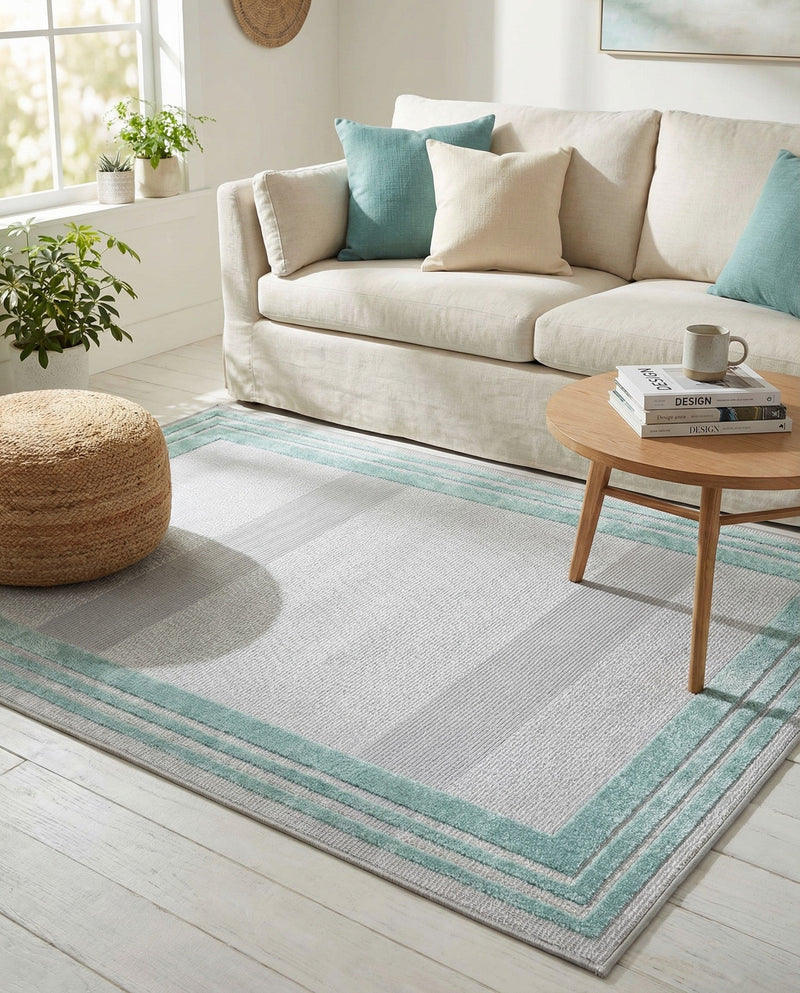Bahama Breeze Outdoor Collection Area Rug -  Abaco Rectangle Gray Teal  lifestyle 74