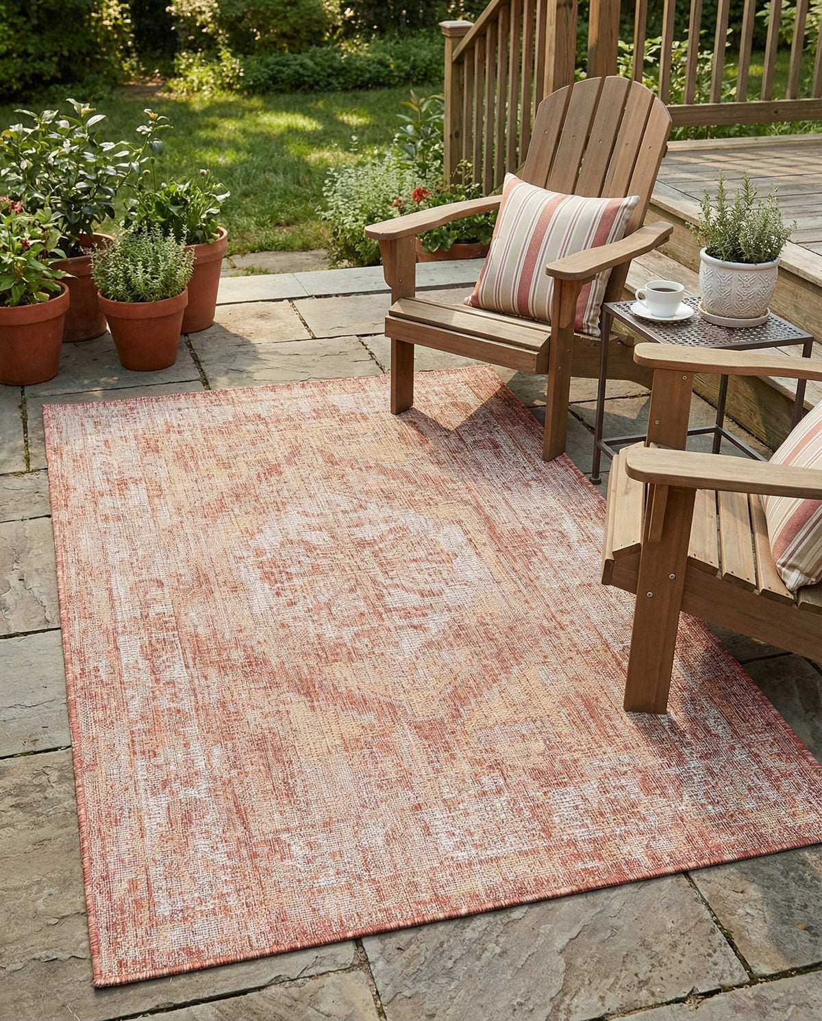 Patio Heritage Collection Area Rug -  Augusta (Rust Red) Rectangle Rust Red  lifestyle 23