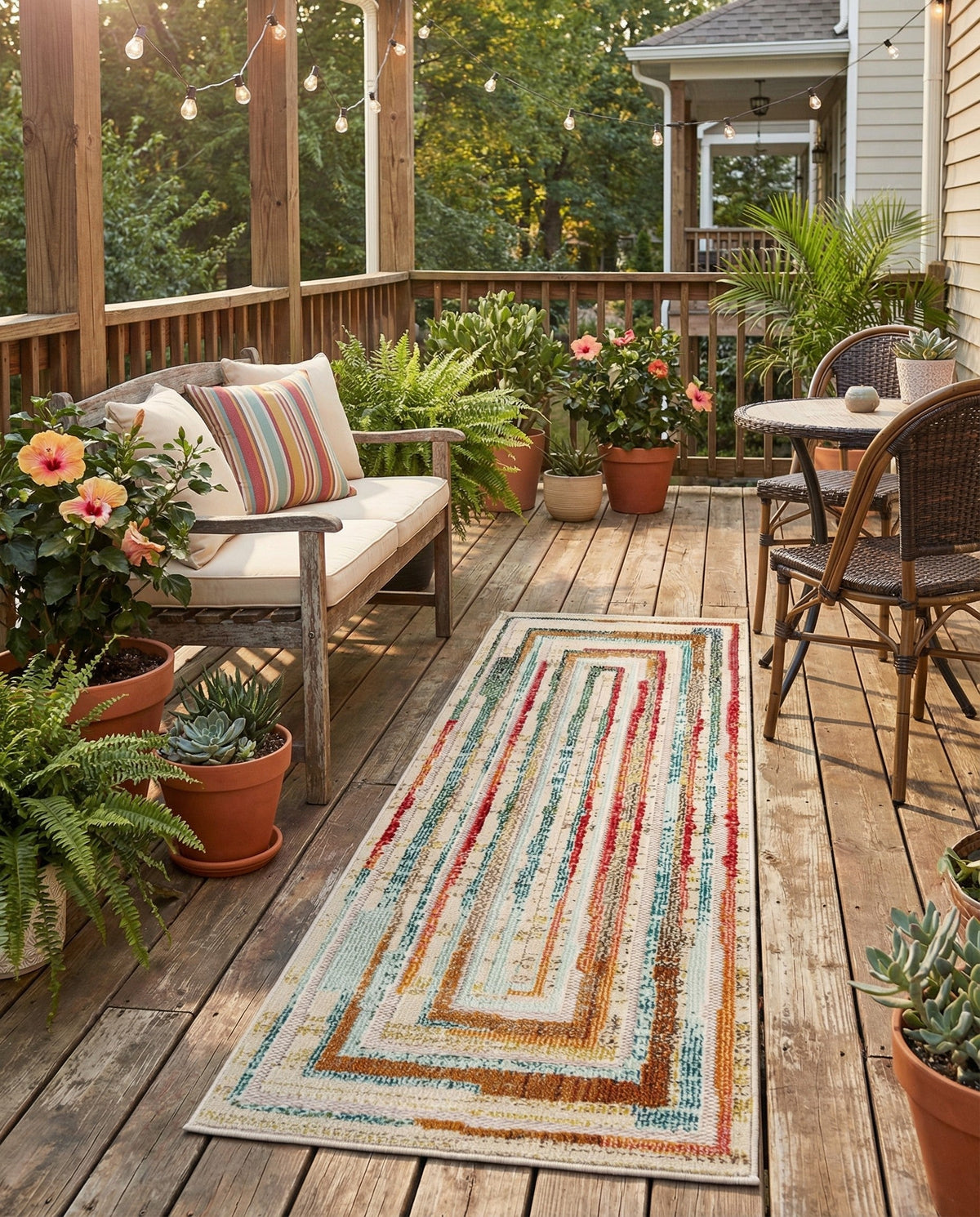 Outdoor Marrakesh Collection Area Rug -  Ouarzazate Runner Multi Beige  lifestyle 75