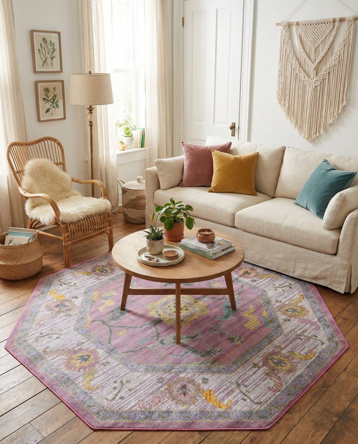 Arcadia Rugs Collection Area Rug - Eden (Pink) Octagon Pink  lifestyle 86