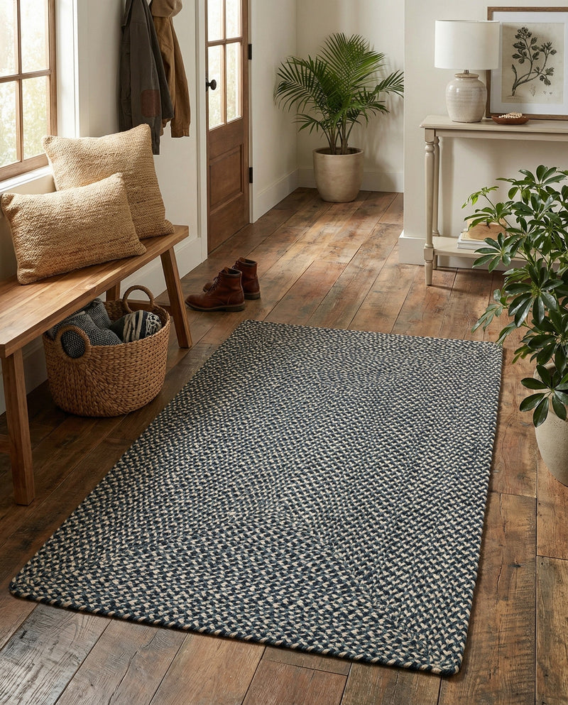 Highland Woven Jute Collection Area Rug - Glenmore (Navy Blue) Rectangle Navy Blue  lifestyle 9