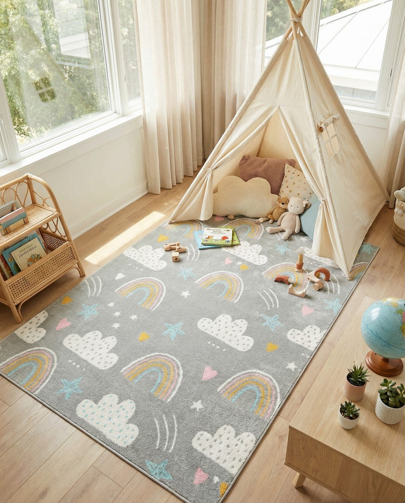 Wonder Tykes Collection Area Rug -  Pixel Rectangle Gray  lifestyle 8
