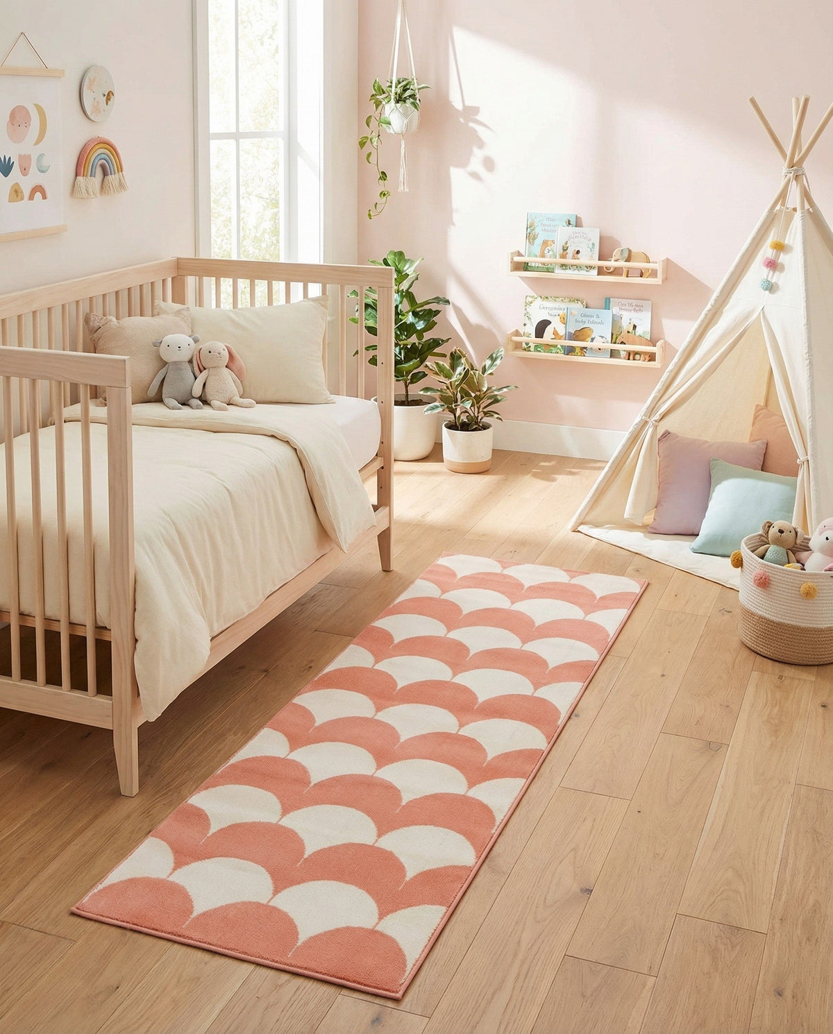 Wonder Tykes Collection Area Rug - Sparklewood Runner Soft Coral Pink  lifestyle 167