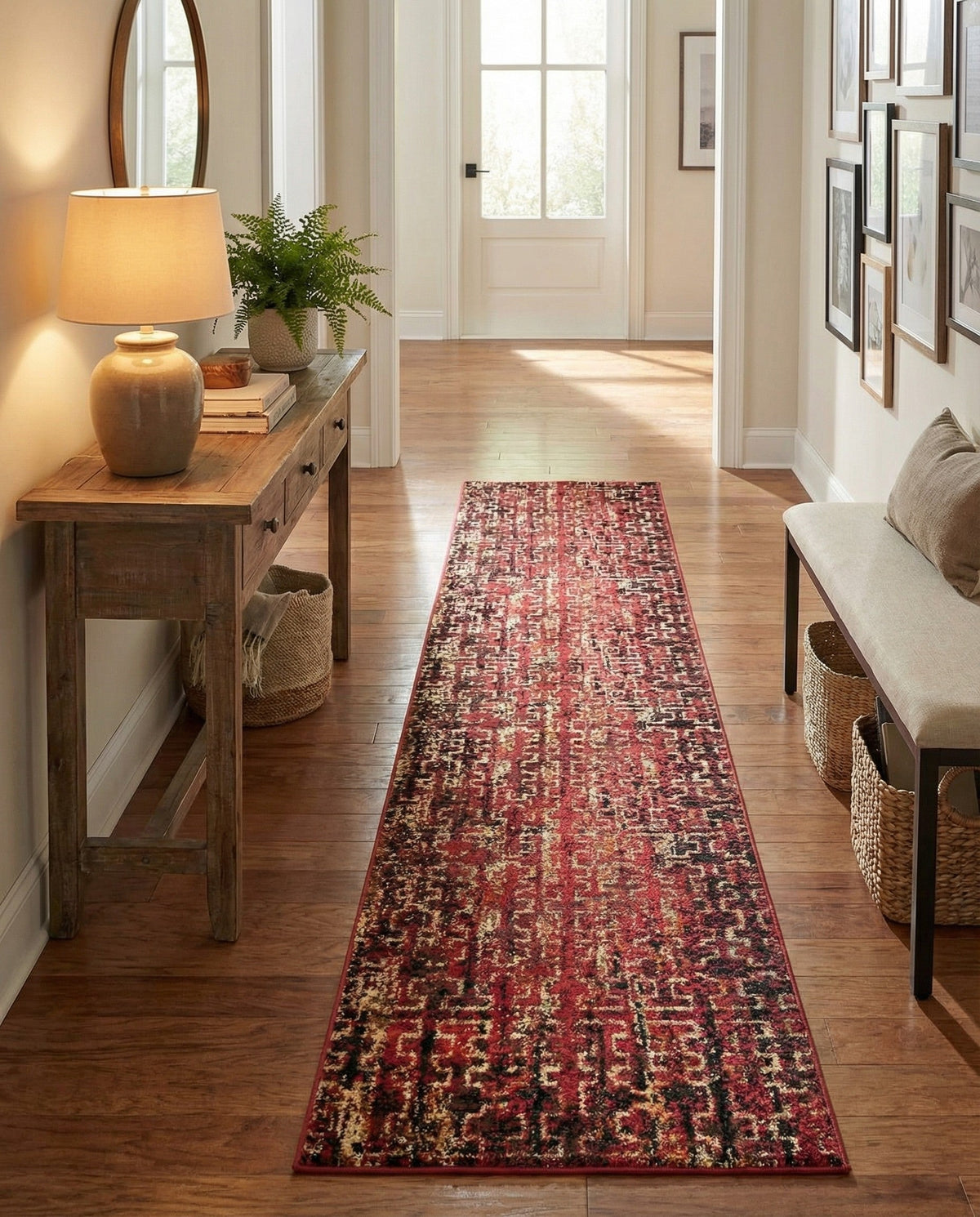 Neptune Elegance Collection Area Rug -  Proteus Runner Burgundy  lifestyle 152