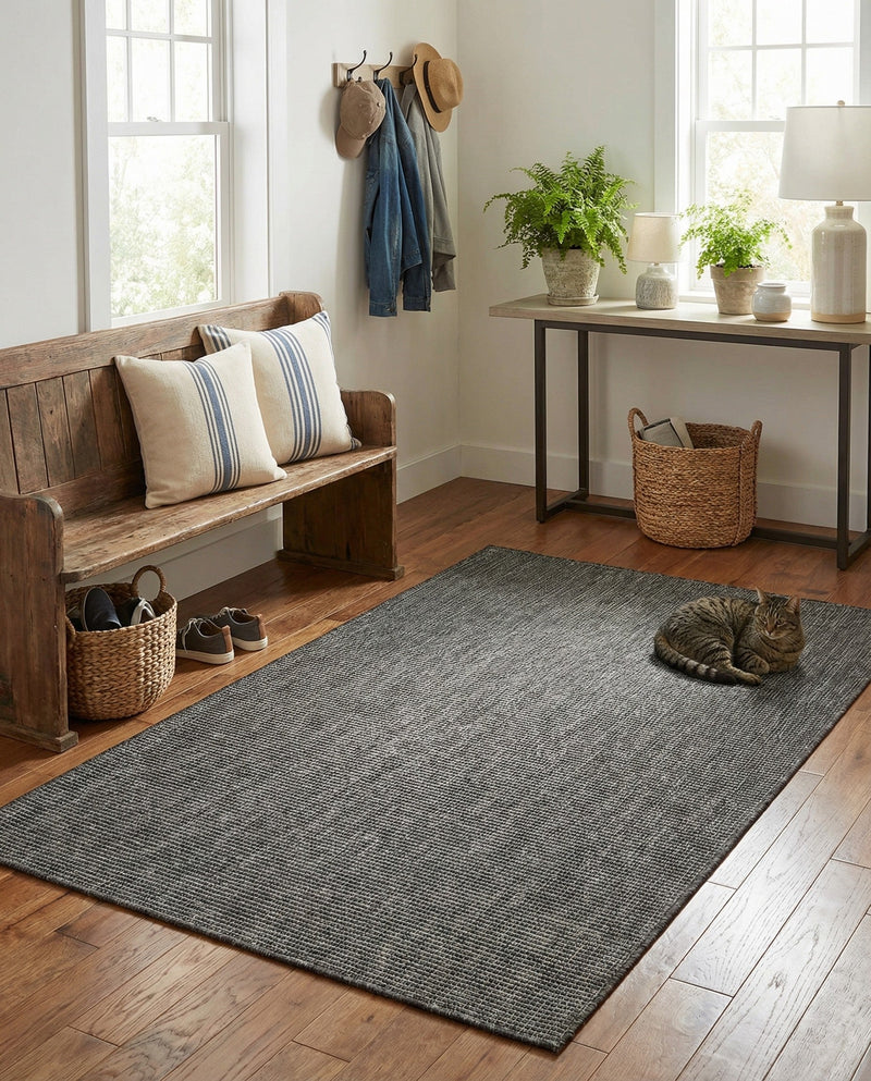 Seaside Serenity Collection Area Rug - Veranda (Black) Rectangle Black  lifestyle 26