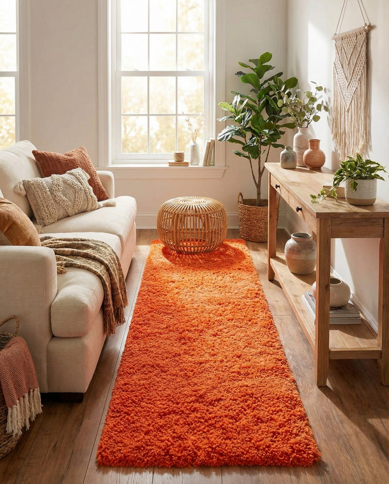 Plush Oasis Collection Area Rug - Serenity (Tiger Orange) Runner Tiger Orange  lifestyle 20