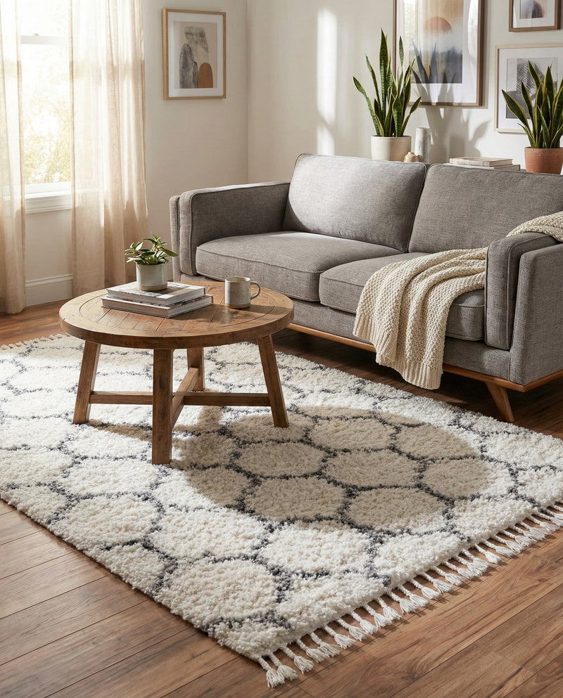 Cozy Cove Shag Collection Area Rug - Marina Rectangle Ivory  lifestyle 16
