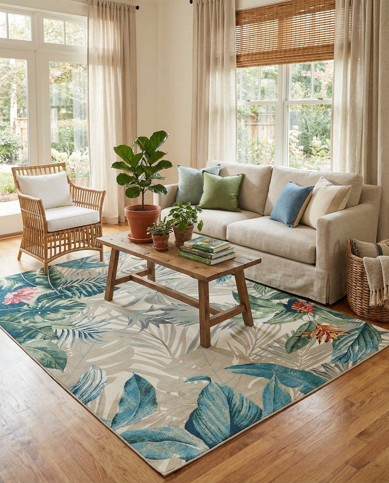 Seaside Blooms Collection Area Rug -  Paradise Rectangle Multi  lifestyle 55