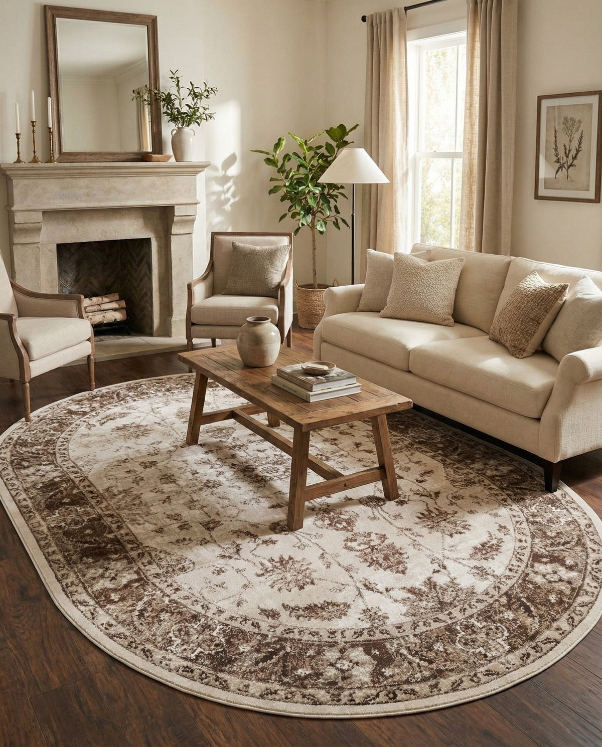 Andes Summit Collection Area Rug -  Aconcagua Oval Cream  lifestyle 118