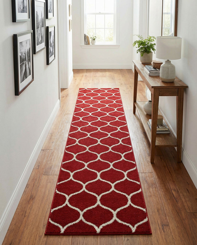 Trellis Mosaic Collection Area Rug -  Pergolatown (Red) Runner Red  lifestyle 27