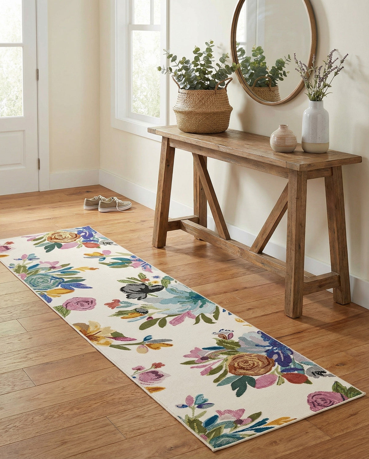 Meadow Breeze Collection Area Rug - Wildflower Runner Ivory  lifestyle 180