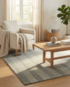 Hampton Stripes Wool Collection Area Rug - Montauk Rectangle Earl Gray  lifestyle 20
