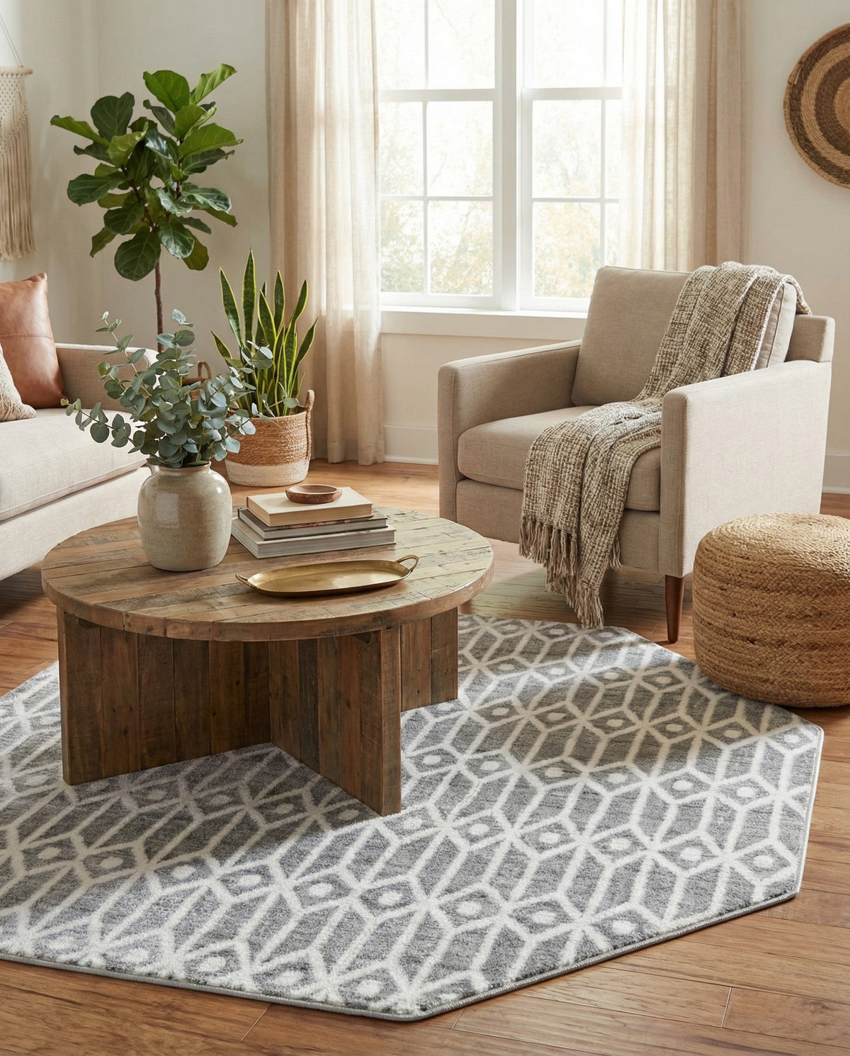 Garden Maze Retreat Collection Area Rug -  Mazeview Octagon Gray  lifestyle 72