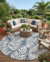 Seaside Blooms Collection Area Rug - Verdure (Blue) Round Blue  lifestyle 62