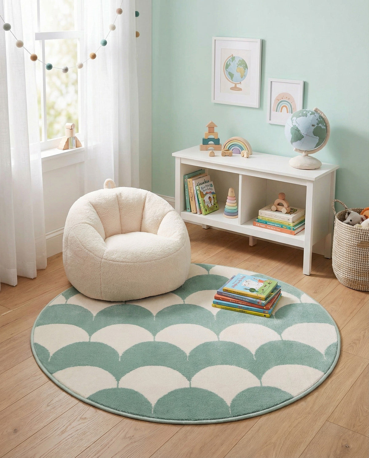 Wonder Tykes Collection Area Rug - Sparklewood Round Soft Green  lifestyle 160