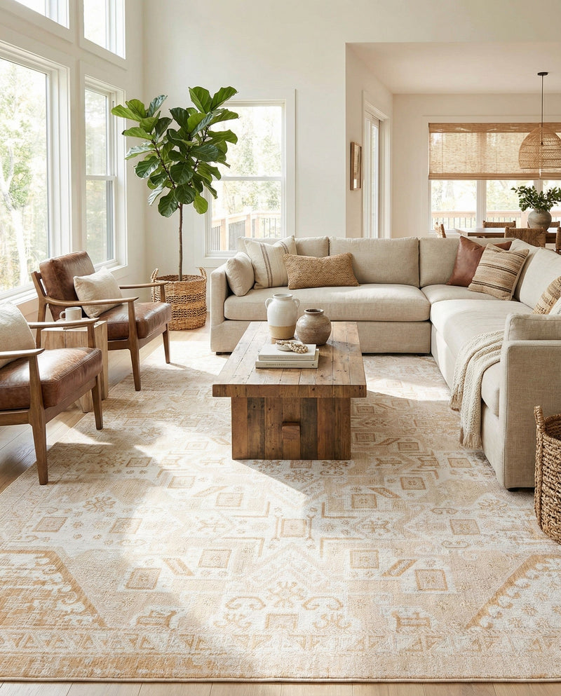Tribal Terrace Treasures Collection Area Rug - Mayan Marina (Natural) Rectangle Natural  lifestyle 16