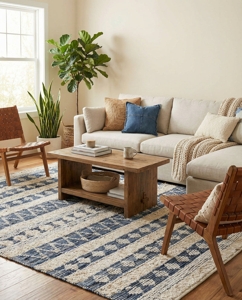 Cotton Punjab Passage Collection Area Rug - Amritsar Rectangle Ivory  lifestyle 6