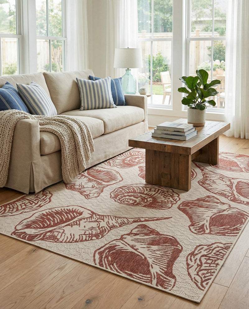Seaside Haven Rugs Collection Area Rug -  Lighthouse (Ivory Rust Red) Rectangle Ivory Rust Red  lifestyle 10