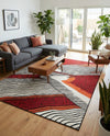 Urban Terrace Collection Area Rug -  Porch Rectangle Red and Black  lifestyle 11
