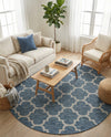 Savannah Pergola Collection Area Rug - Arbor (Navy Blue) Round Navy Blue  lifestyle 100