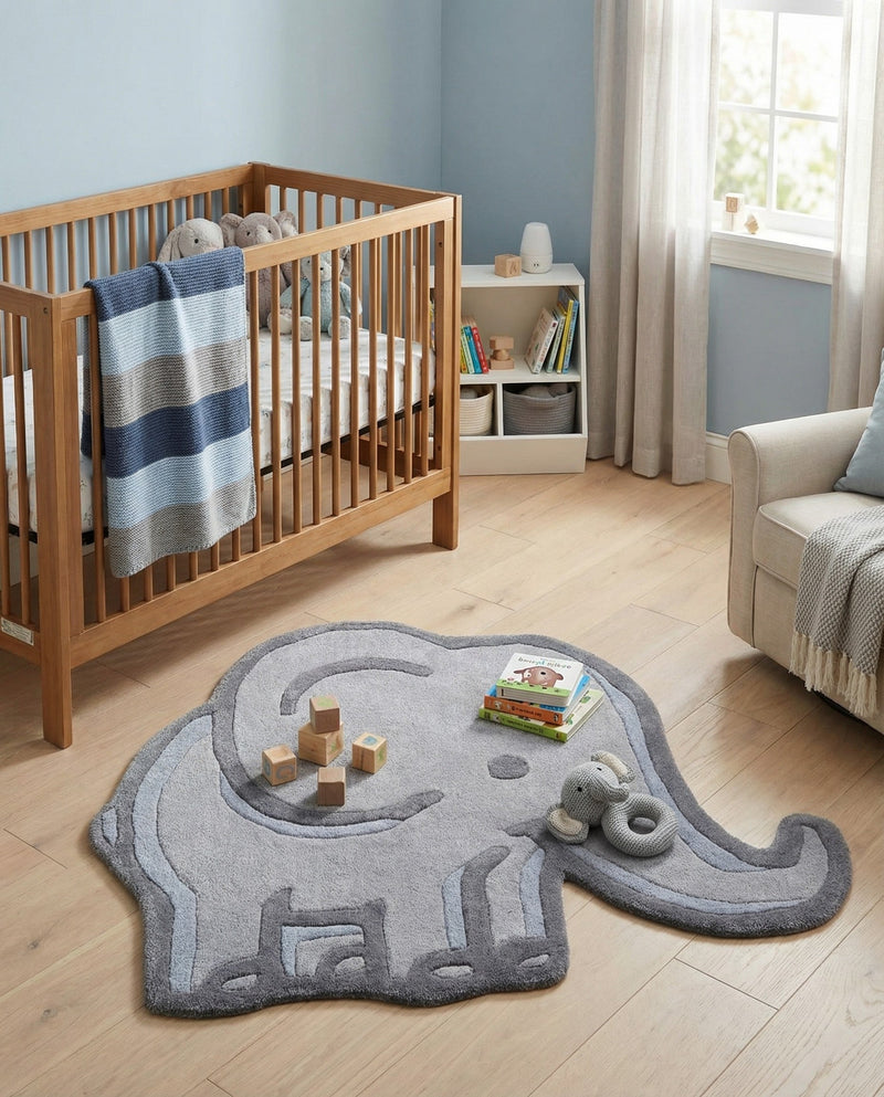 Whimsy Wonders Wool Collection Area Rug -  Prairie Rectangle Gray  lifestyle 8
