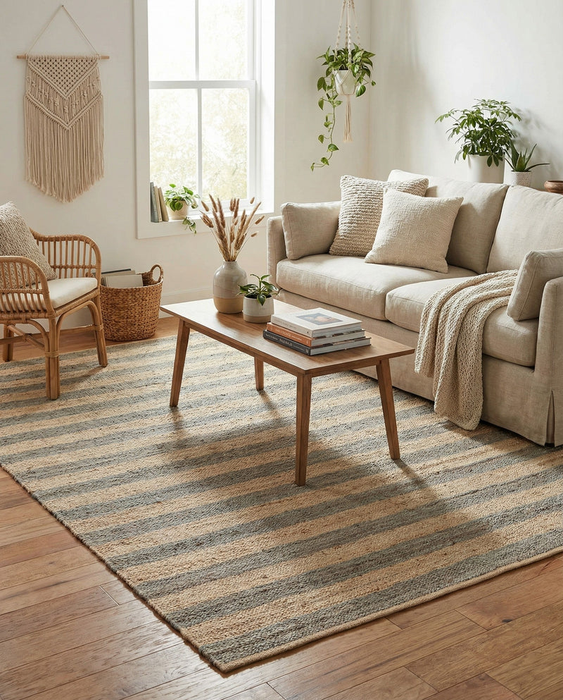 Woven Seaside Jute Collection Area Rug - Nantucket Rectangle Gray Ivory  lifestyle 50